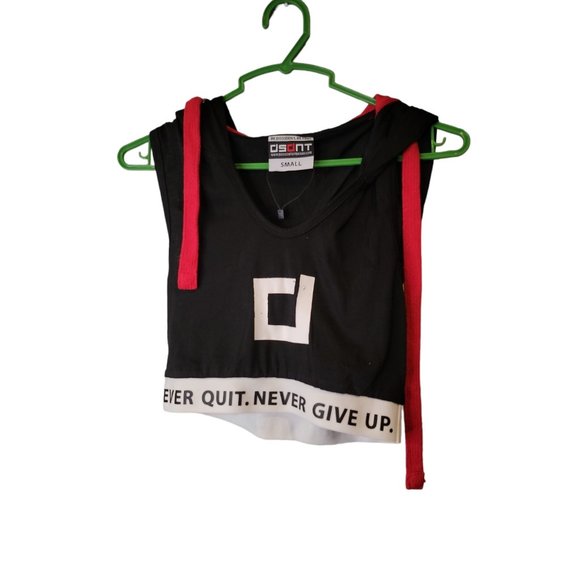 Dissident Tops - Dissident Small Womens Hooded Crop Top Black Dual Tone Strong Defiant NWOT